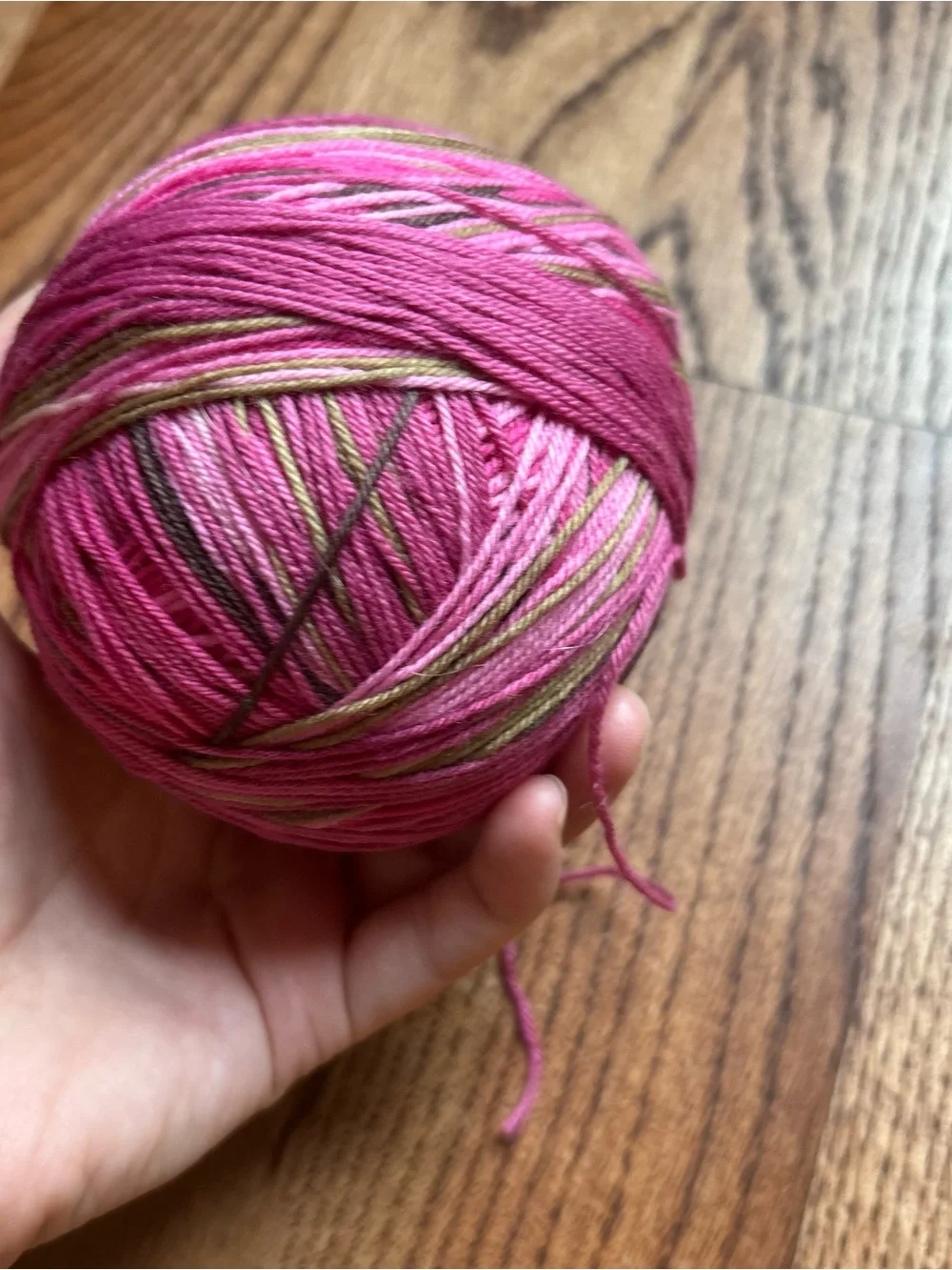 Yarn Fingering Hand Dyed Wool Blend 100g Pink Brown Knitting Crochet Handmade